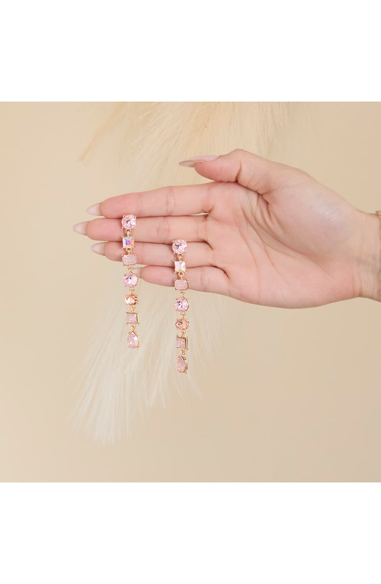 Jessica Simpson Light Pink Crystal Linear Drop Earrings, Alternate, color, Light Pink/Gold