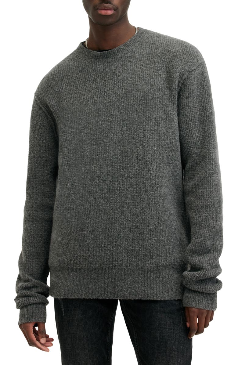 AllSaints Hatten Waffle Stitch Sweater, Main, color, Charcoal Grey