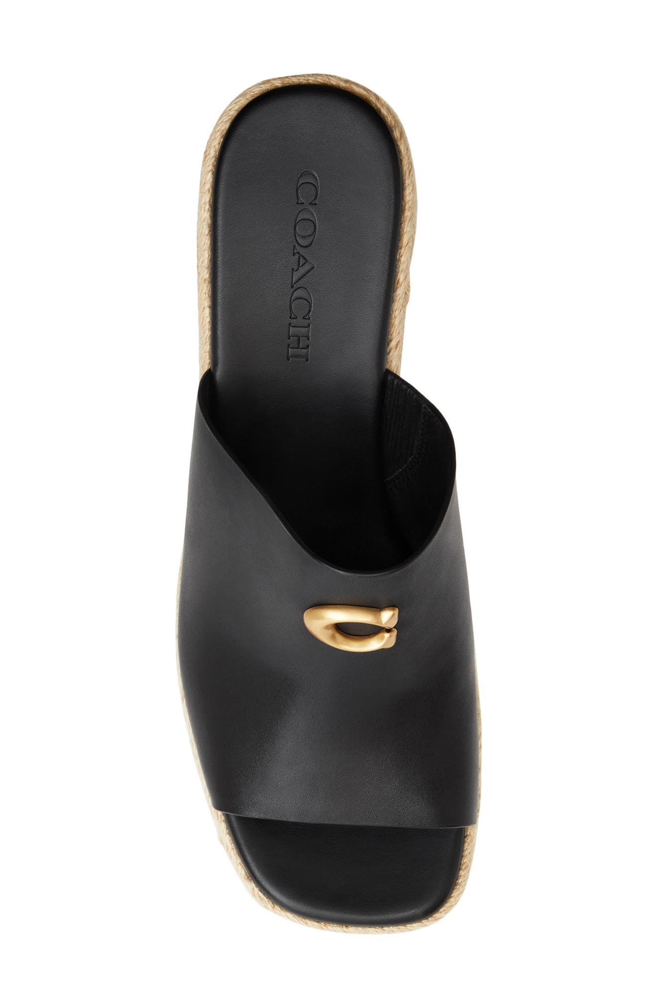 COACH Espadrille Platform Wedge Slide Sandal, Alternate, color, Black