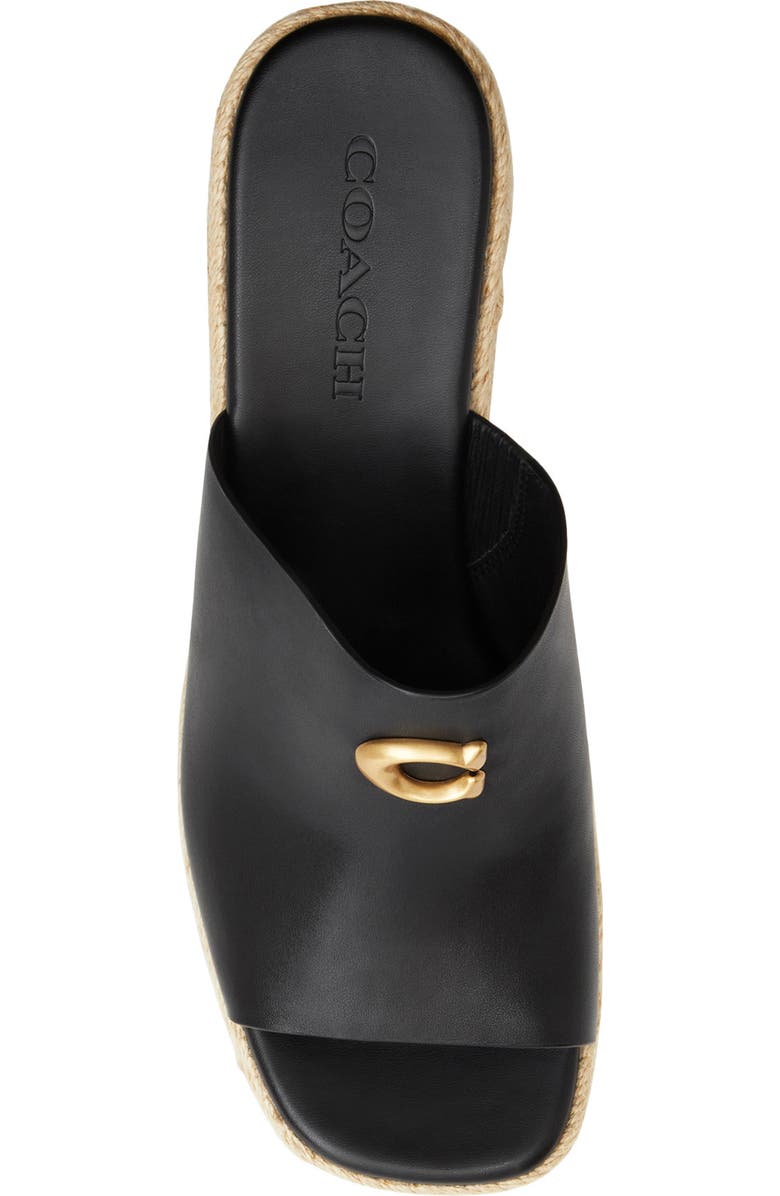 COACH Espadrille Platform Wedge Slide Sandal, Alternate, color, Black