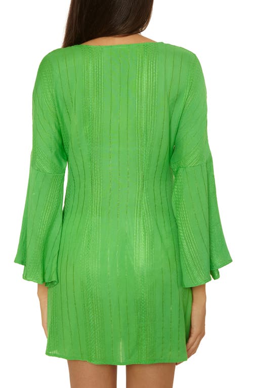 Becca Radiance V-neck Long Sleeve Cover-up Tunic In Green