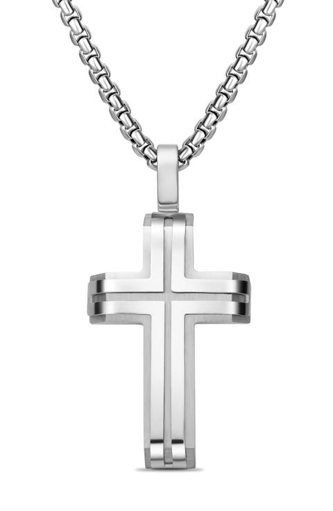 Men's Inlay Cross Pendant Necklace