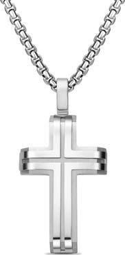 EDFORCE Men's Inlay Cross Pendant Necklace