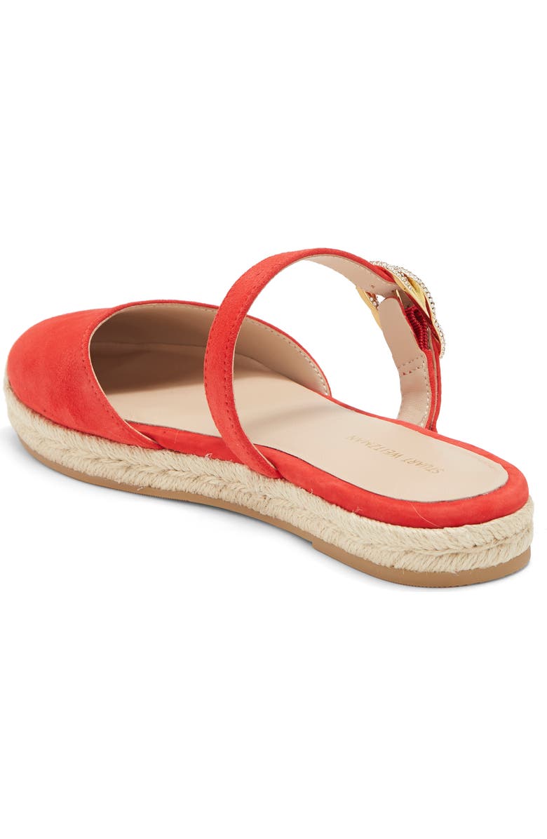 Stuart Weitzman Crystal Buckle Espadrille Mule, Alternate, color, Coral