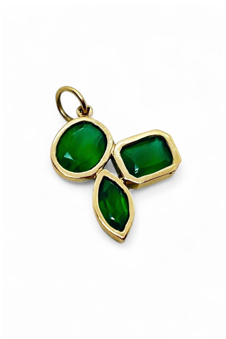 Triple Bezel Pendant Charm with Green Onyx, Main, color, GOLD / GREEN