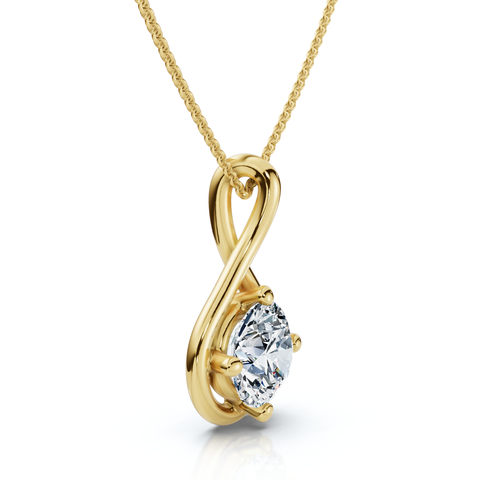 1Ct Diamond Infinity Pendant 14k Gold Necklace 18" Lab Grown EF/VS