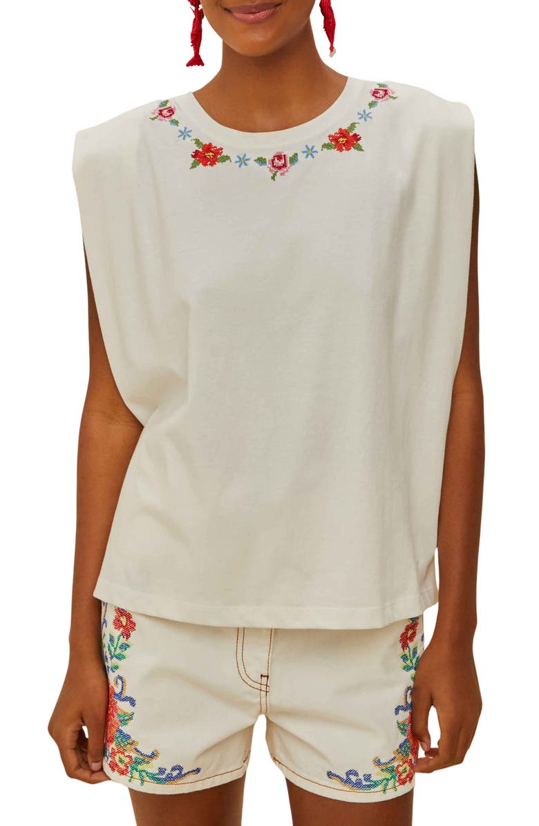 FARM Rio Cross Stitch Flowers Top, Main, color,