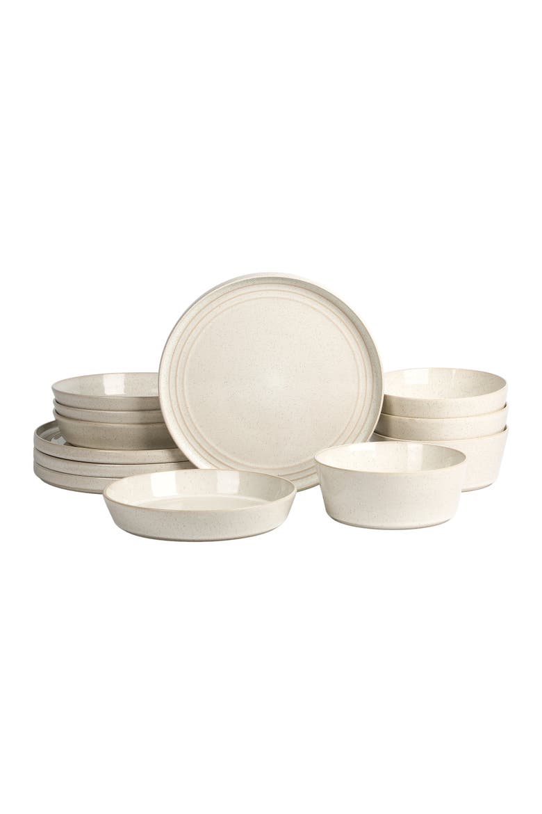 Claire Stoneware 12-Piece Dinnerware Set, Main, color, White