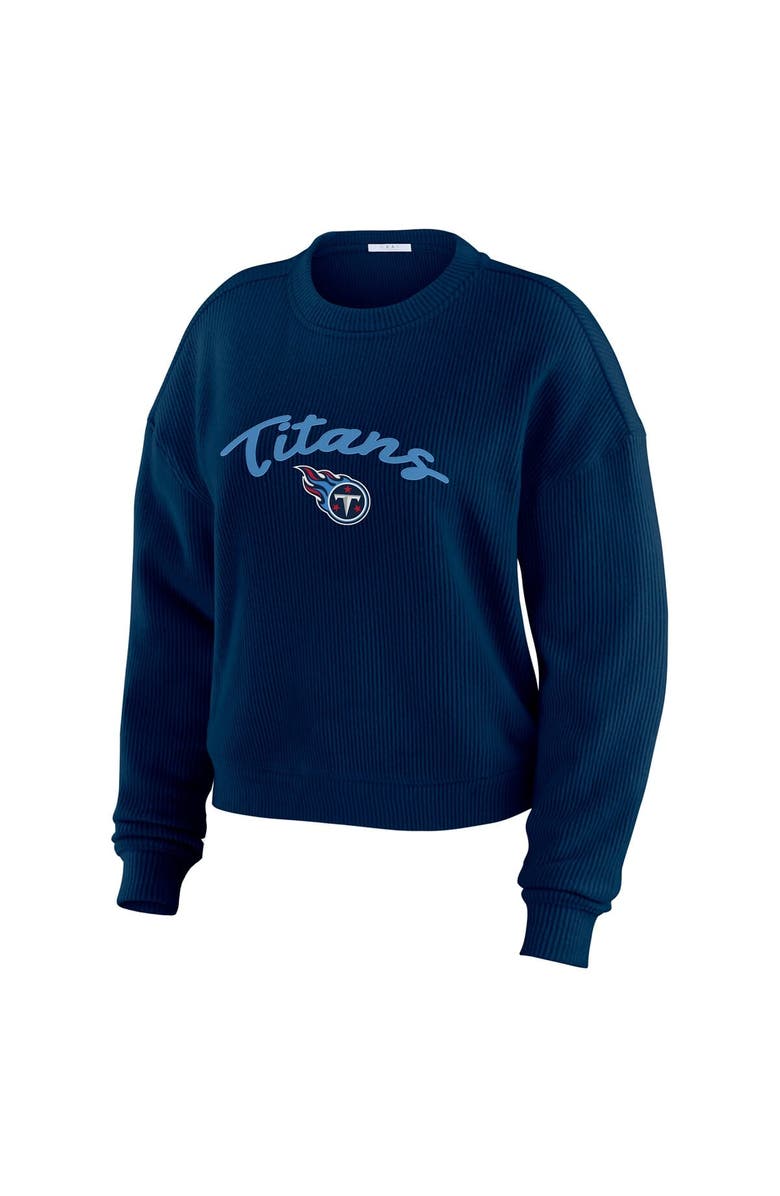 WEAR by Erin Andrews Women's WEAR by Erin Andrews  Cream Tennessee Titans Knitted Tri-Blend Long Sleeve T-Shirt & Pants Lounge Set, Alternate, color, Navy