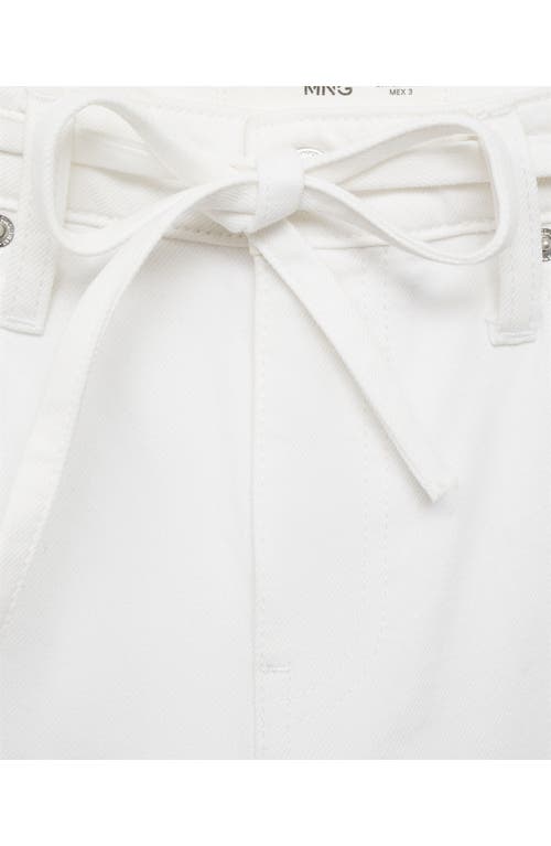 Mango Tie Waist Wide Leg Jeans In White