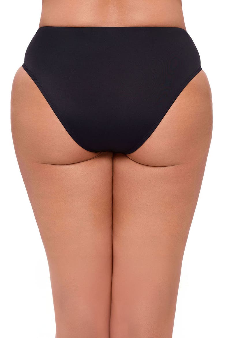 Smoothing and Sculpting Mid-Rise Swimsuit Bikini Bottoms, Alternate, color, Onyx Black
