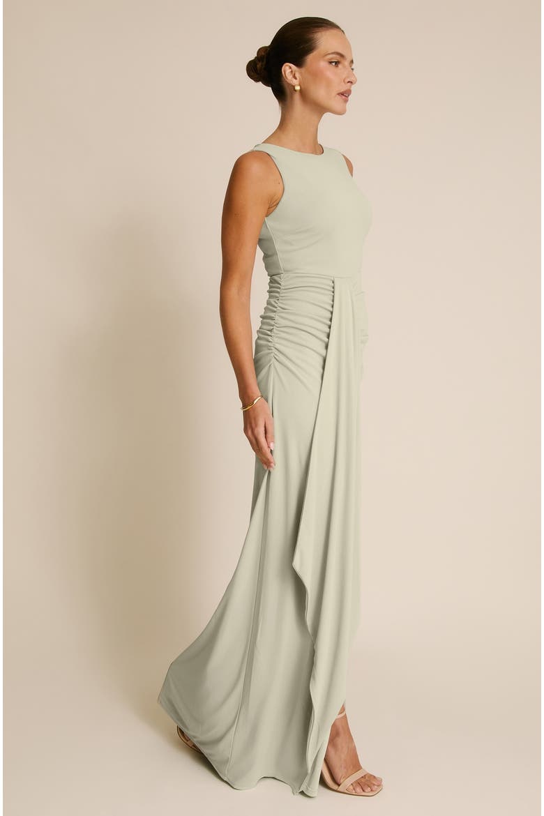 Drape Gathered Sleeveless Stretch, Alternate, color, Sage