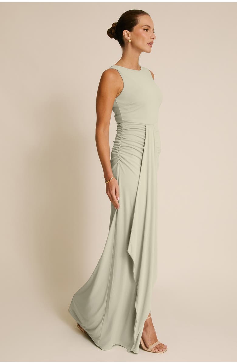 Six Stories Drape Gathered Sleeveless Stretch, Alternate, color, Sage
