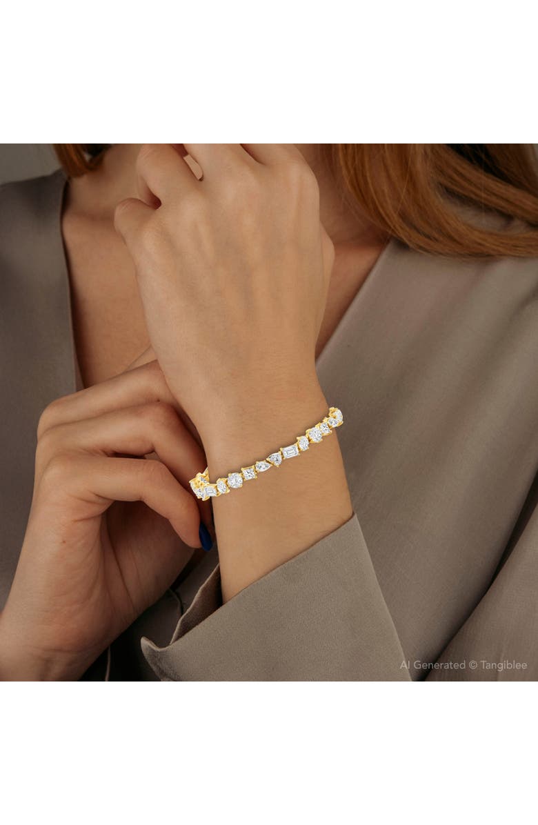 Bliss Diamond F/VS 15Ct Mixed Fancy Cut Diamond Tennis Bracelet 14k Gold Lab Grown 7", Alternate, color, 14K Yellow Gold