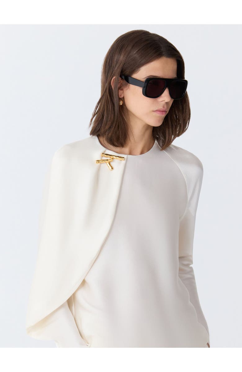 Callas Milano Bliss Drape sleeve Blouse, Alternate, color, Parchment