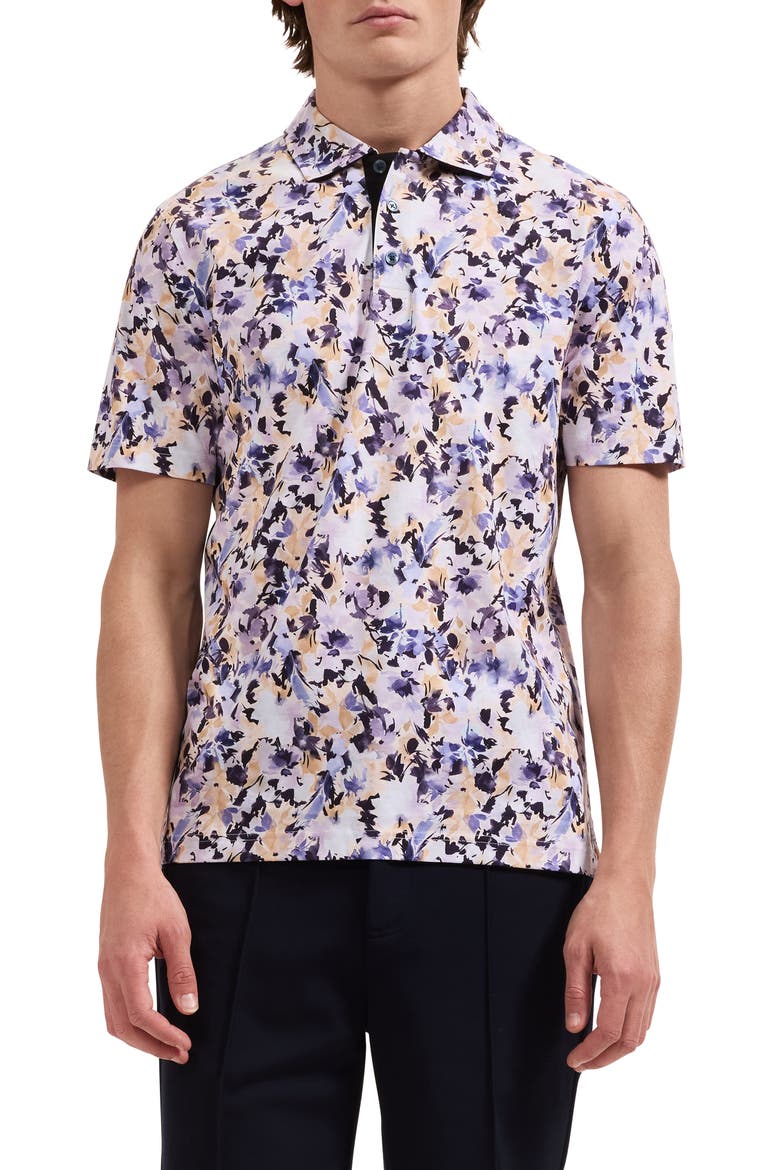 Hendrix Floral Pima Cotton Polo, Main, color, LAVENDER
