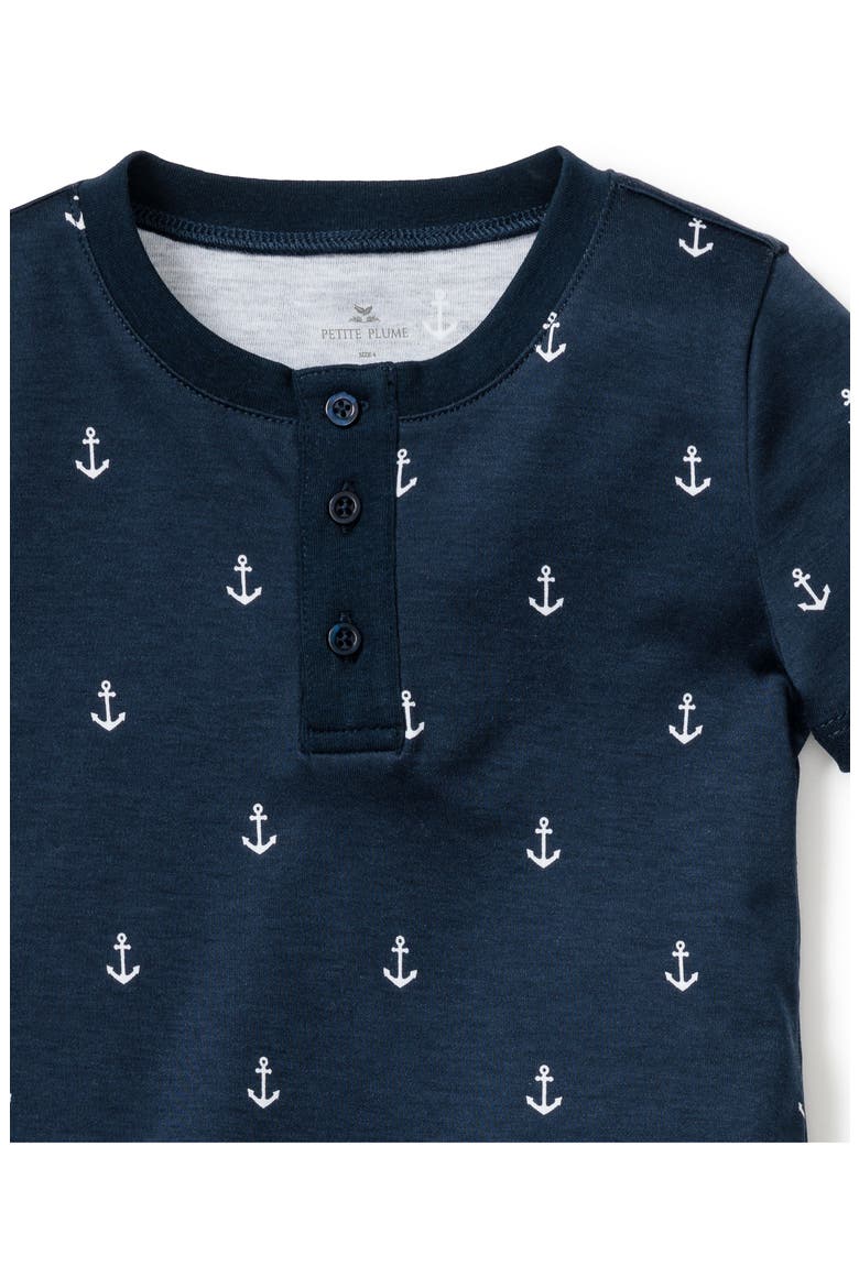 Kids' Print Fitted Two-Piece Pima Cotton Short Pajamas, Alternate, color, NAVY