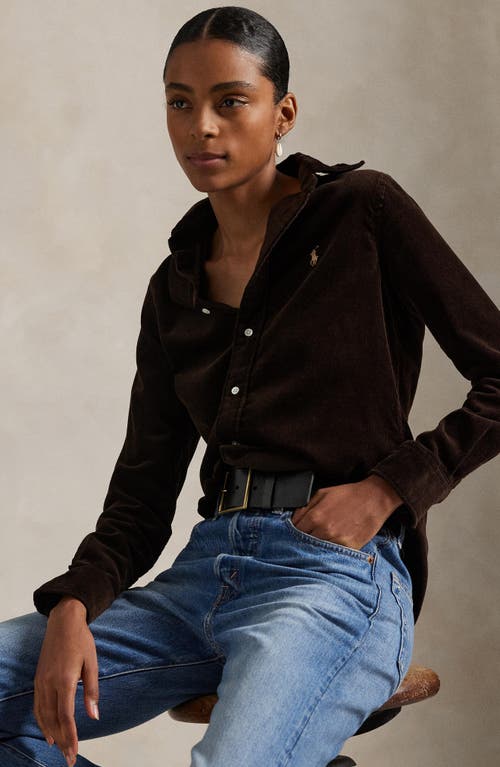 Polo Ralph Lauren Stretch Cotton Corduroy Button-up Shirt In Brown