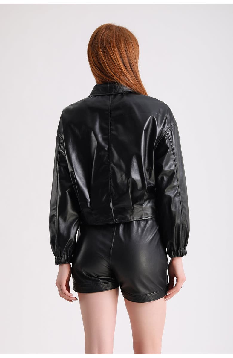 Furniq UK Ursula Leather Jacket, Alternate, color, Black