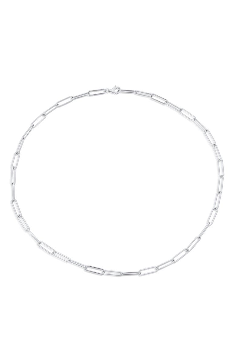 BLING JEWELRY Sterling Silver Paper Clip Chain Necklace, Main, color,