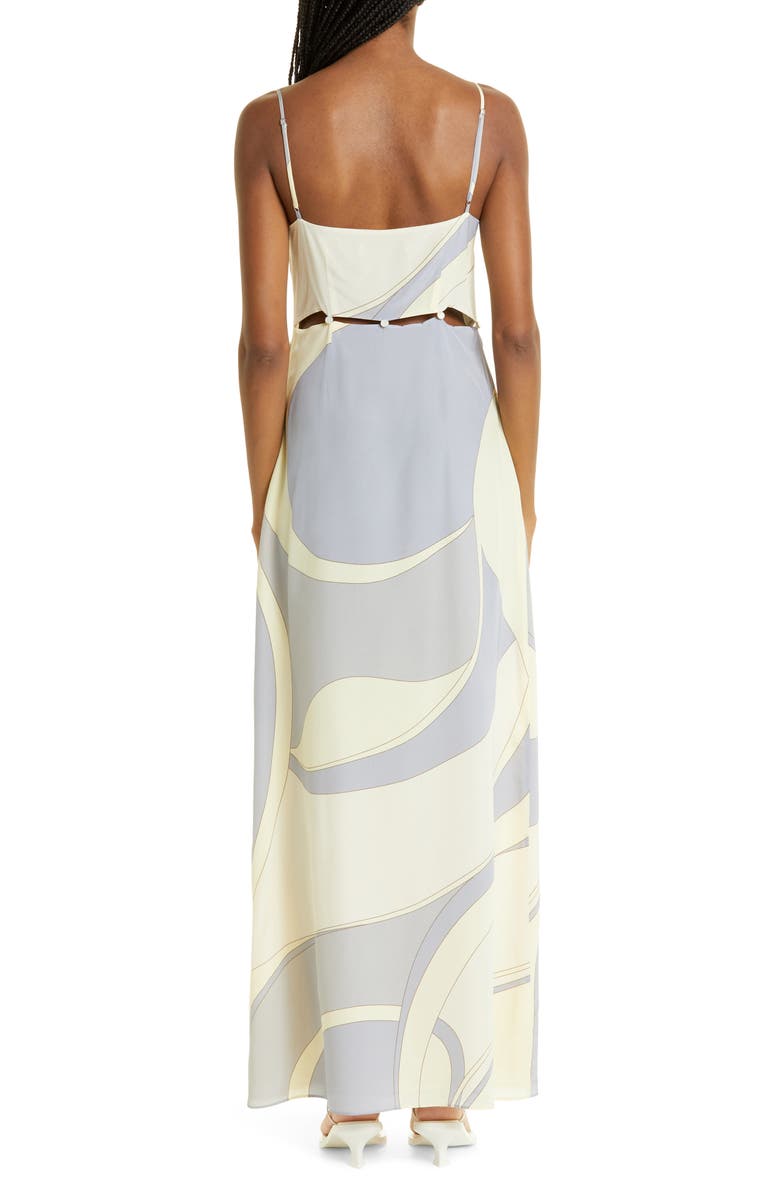 SIR Adrianna Keyhole Cutout Silk Maxi Slipdress, Alternate, color, Cesco Print