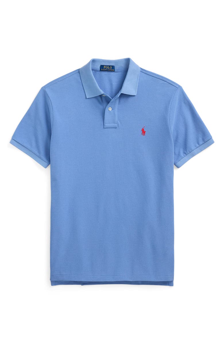 Polo Ralph Lauren The Iconic Solid Blue Cotton Piqué Polo, Alternate, color, 