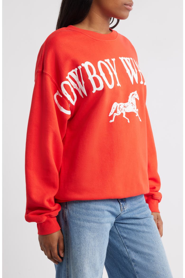 Cowboy Wanted Cotton Graphic Sweatshirt, Alternate, color, CHERRY RED