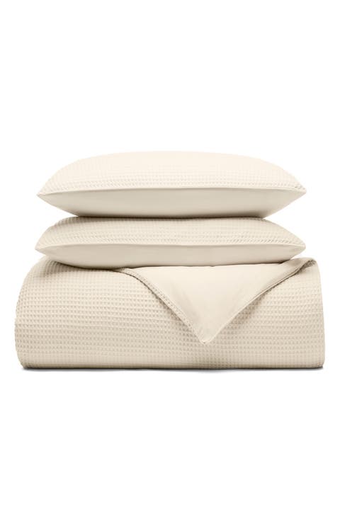 Waffle Weave Organic Cotton Duvet Cover & Sham Set