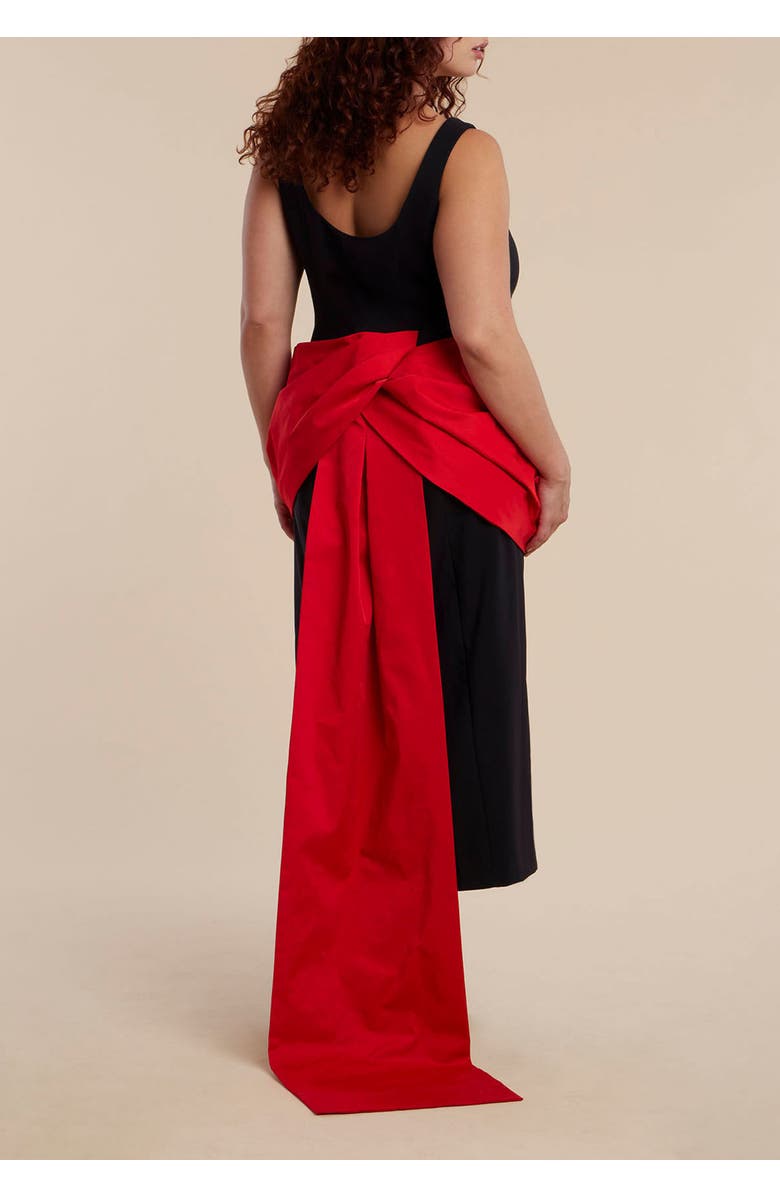 ELOQUII Contrast Draped Waist Gown, Alternate, color, Black Onyx Adrenaline