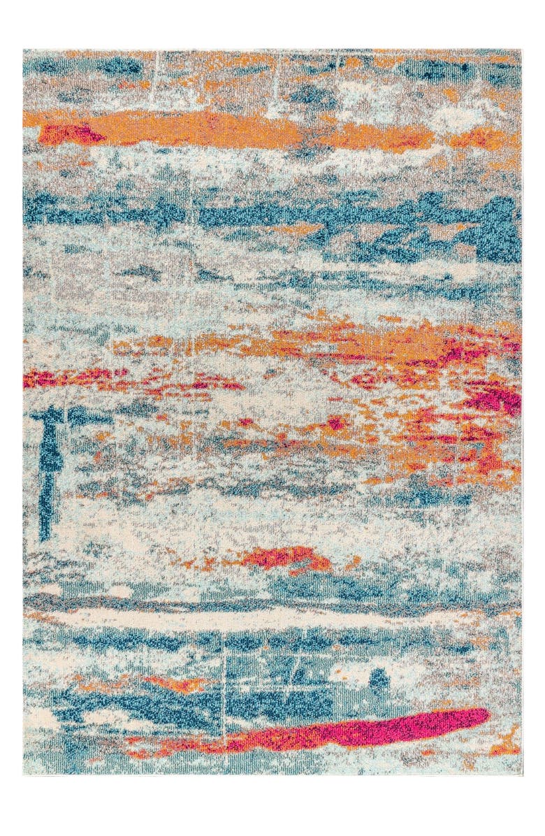 JONATHAN Y Contemporary POP Modern Abstract Brushstroke Area Rug, Alternate, color, Cream/Blue