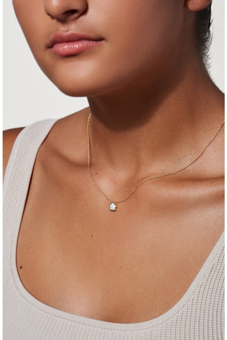 Mother of Pearl Inlay Flower Pendant - Saya, Alternate, color, Gold