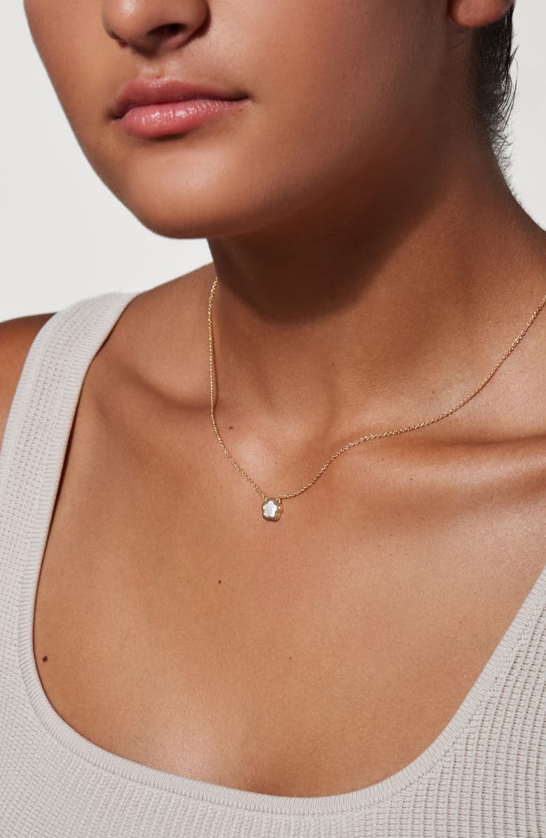 Ana Luisa Mother of Pearl Inlay Flower Pendant - Saya, Alternate, color, Gold