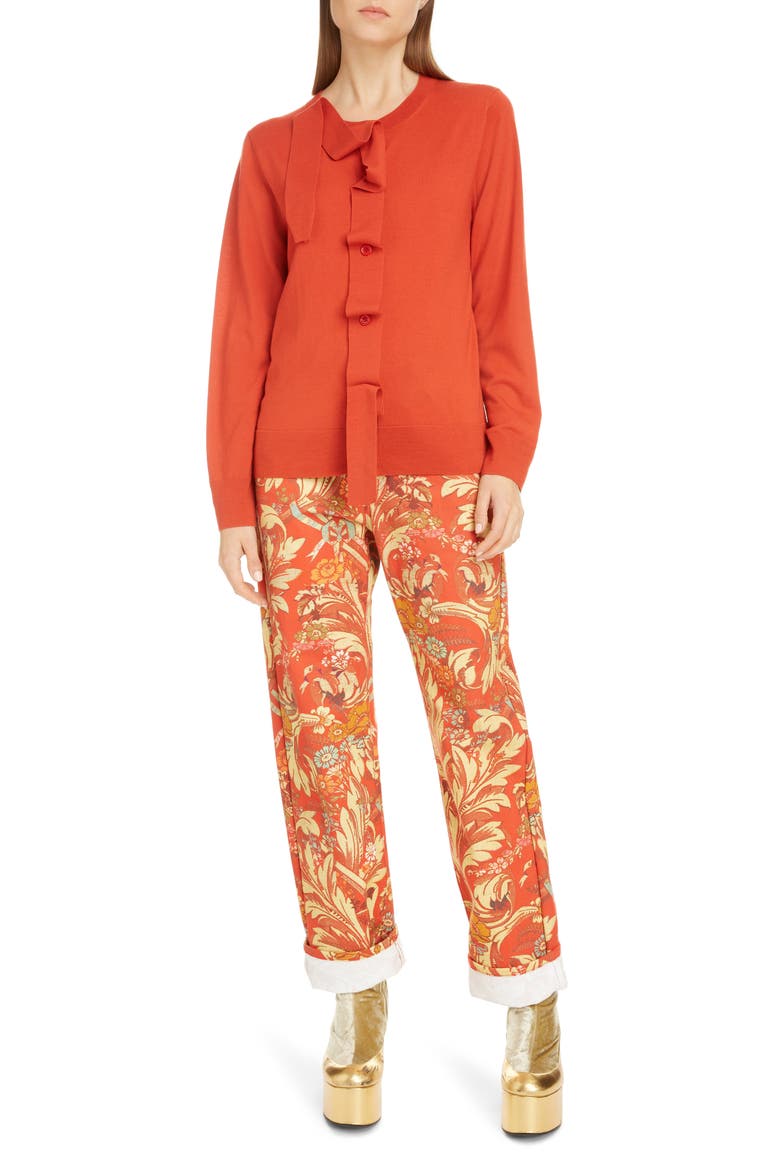 Janae Merino Wool Cardigan, Alternate, color, VERMILLION