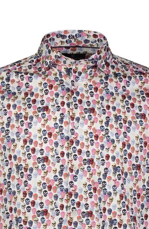 Luchiano Visconti Multi Colored Skull Long Sleeve Woven Shirt In Multi