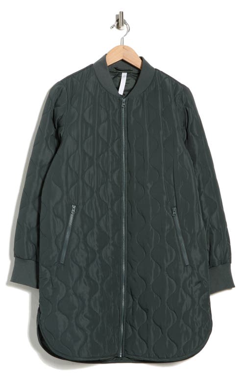 Z By Zella Longline Quilted Jacket In Green