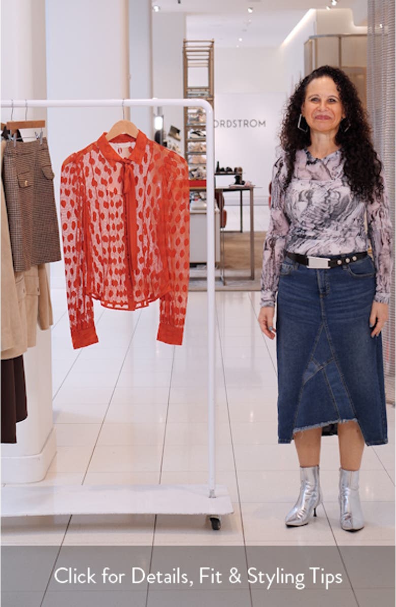 Soraya Dot Sheer Mesh Button-Up Shirt, sales video thumbnail