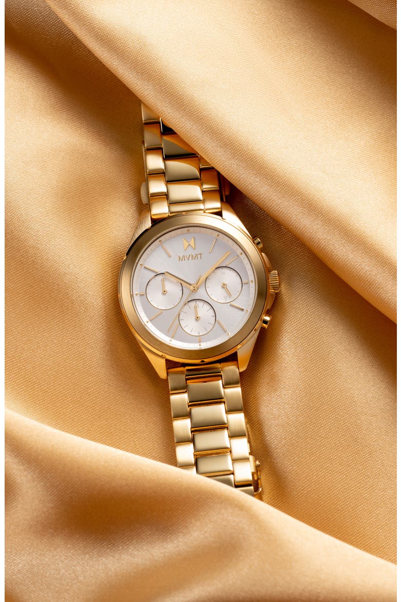 MVMT Getaway Chronograph Bracelet Watch, 38mm, Alternate, color, YELLOW GOLD