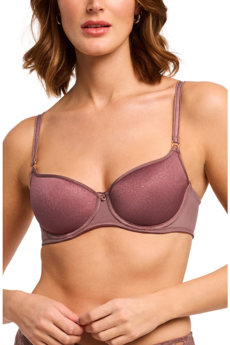 Metallic Underwire Spacer Balconette Bra, Alternate, color, WOODROSE