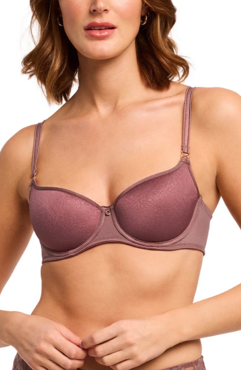 Montelle Intimates Metallic Underwire Spacer Balconette Bra, Alternate, color, Woodrose
