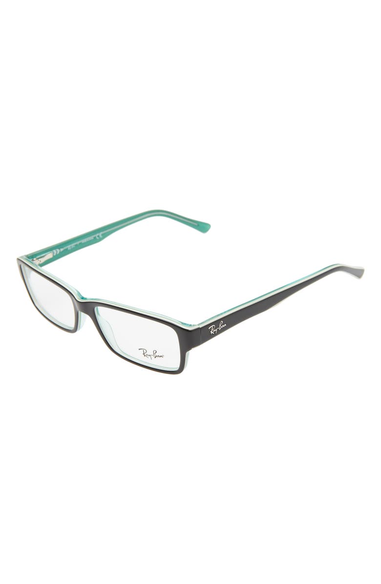 Ray-Ban 54mm Rectangular Blue Light Blocking Glasses, Alternate, color, Black Green/ Clear