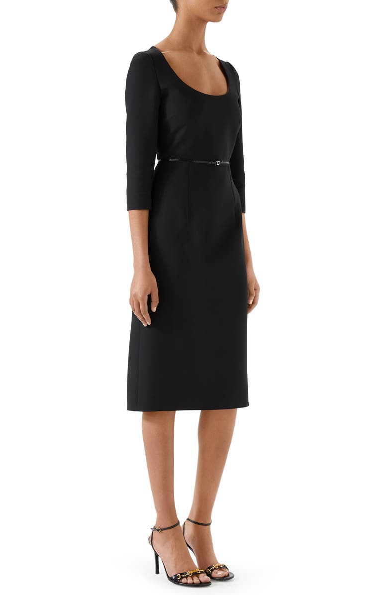 Gucci Square-G Buckle Silk & Wool Cady Crepe Dress, Alternate, color,