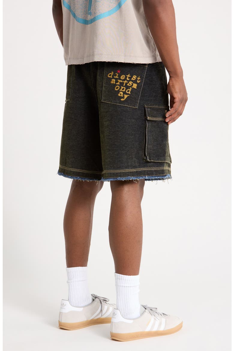 Flocked Drawstring Cargo Shorts, Alternate, color, GREEN/ INDIGO