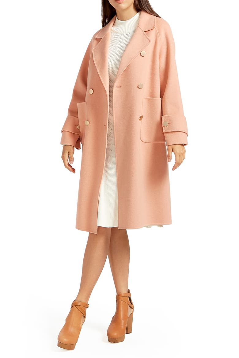 Rumour Has It Oversize Double Breasted Wool Blend Coat, Alternate, color, PEACH FIZZ