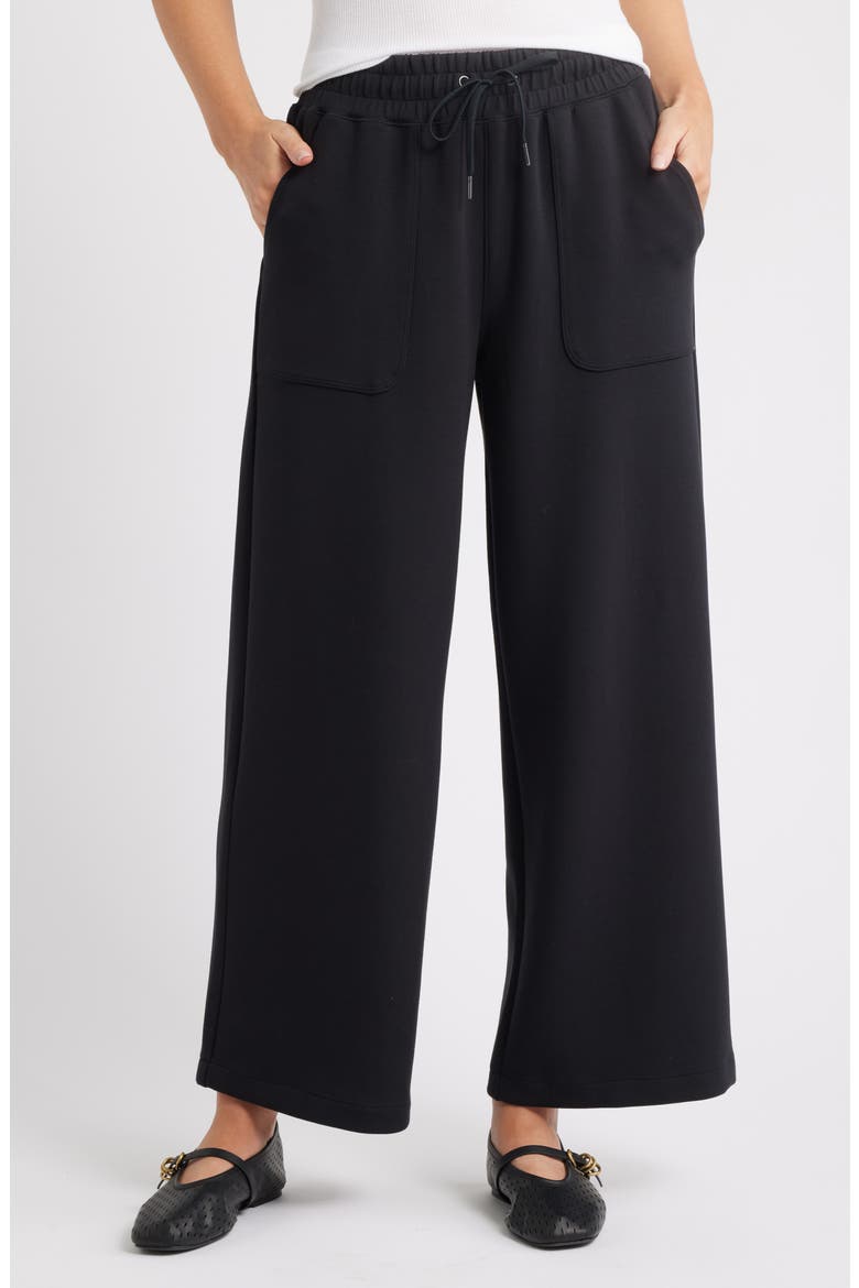 Patch Pocket Pull-On Relaxed Ankle Straight Leg Pants, Main, color, BLACK