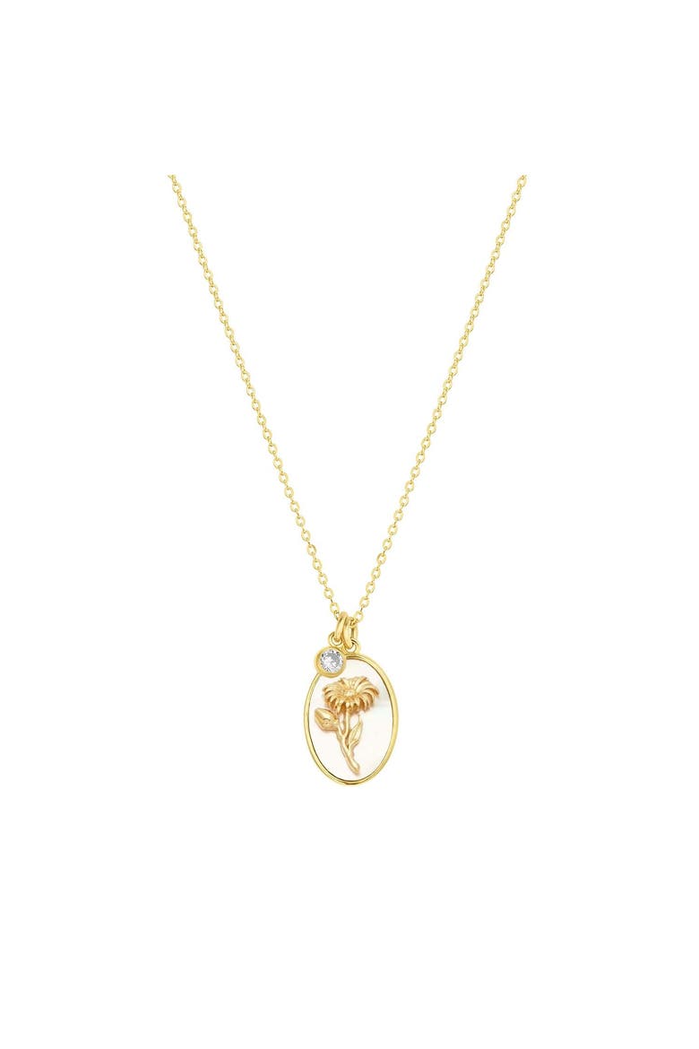 Katrina Birth Flower and Birthstone Charm Necklace, Main, color, Gold / April