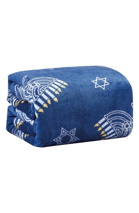 Hanukkah Plush Fleece Throw Blanket