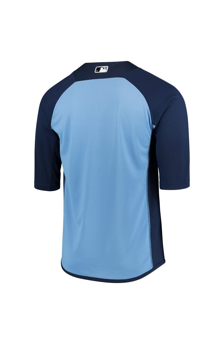 MAJESTIC Men's Majestic Navy/Light Blue Tampa Bay Rays Authentic Collection On-Field 3/4-Sleeve Batting Practice Jersey, Alternate, color, Navy