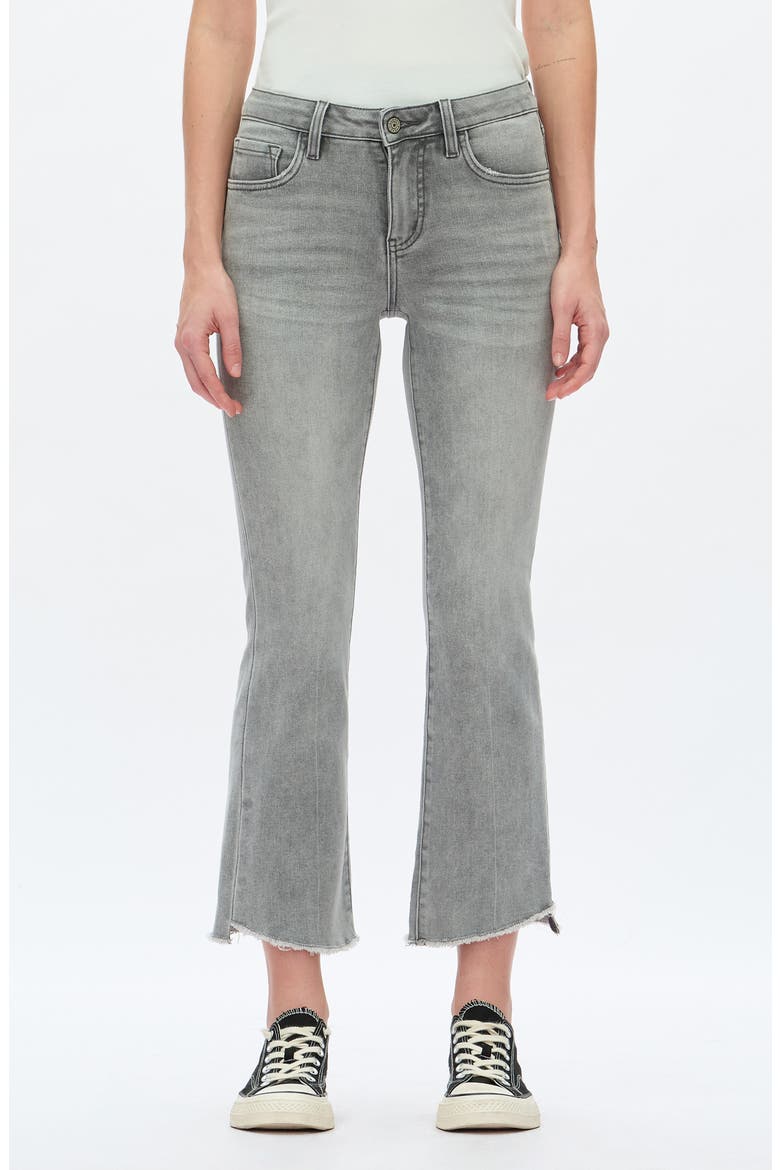 Frayed Step Hem Mid Rise Ankle Bootcut Jeans, Main, color, GRAY