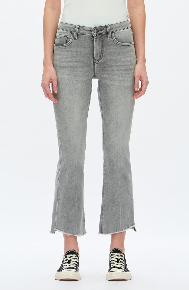 Bayeas Frayed Step Hem Mid Rise Ankle Bootcut Jeans, Main, color, Gray
