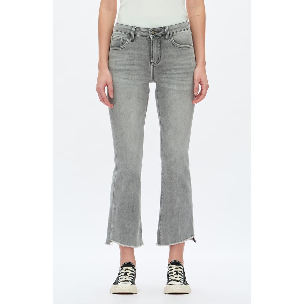 Bayeas Frayed Step Hem Mid Rise Ankle Bootcut Jeans In Gray